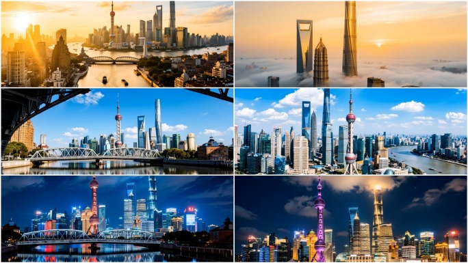 上海航拍延时上海地标东方明珠外滩