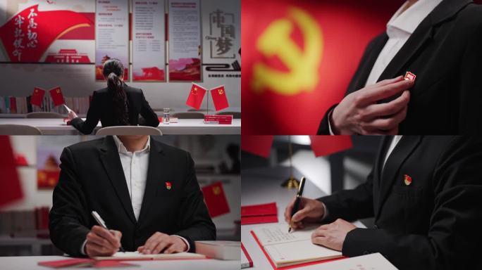 党员学习佩戴党徽庄严宣誓党建党政学习强国