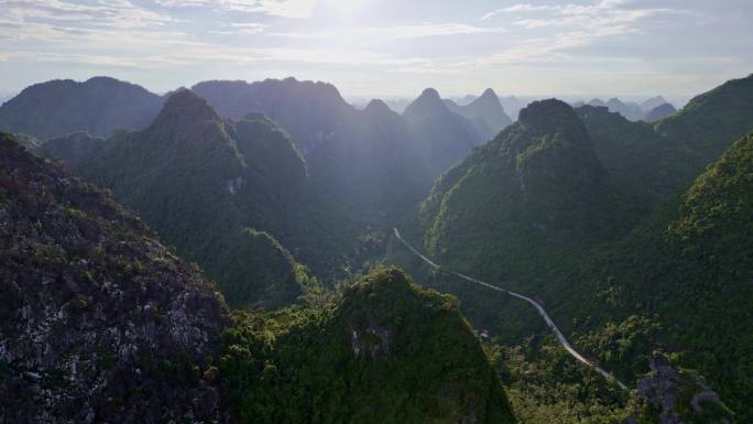 航拍喀斯特地貌 广西山水风光
