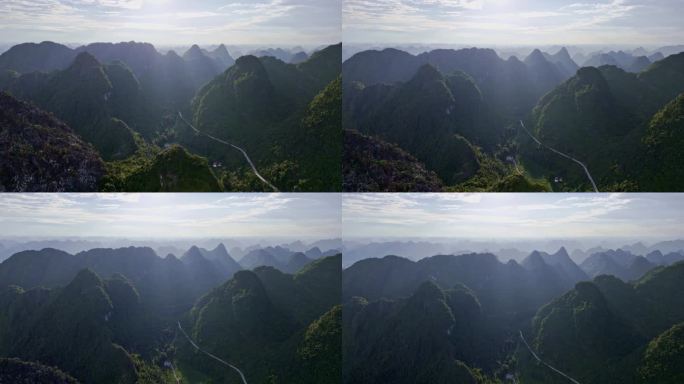 航拍喀斯特地貌 广西山水风光