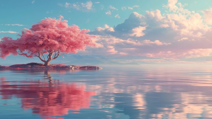 唯美梦幻粉色樱花树