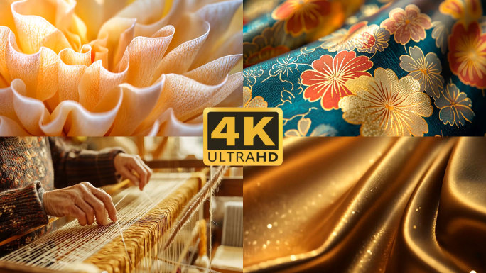 4K传统概念绸缎布料丝绸1
