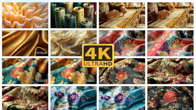 4K传统概念绸缎布料丝绸1