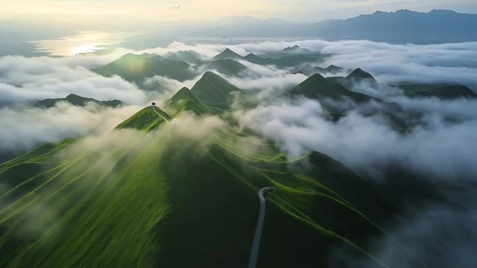 航拍中国自然风光山川河流延时