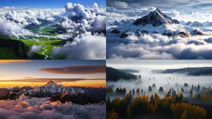 航拍中国自然风光山川河流延时