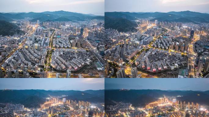 玉环城市日转夜航拍延时