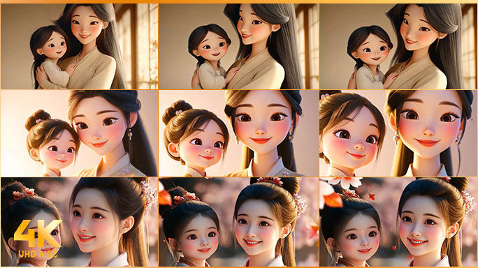 亲子时光动画温馨 母亲节家庭亲情母女情深