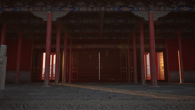 4K故宫紫禁城日出光影延时太和门开门关门