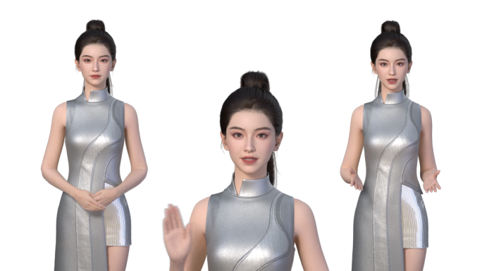 虚拟数字人科技风女士讲解演示 主持人动画