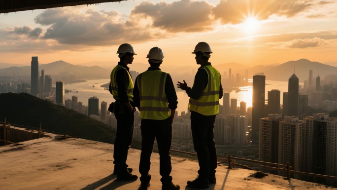 建筑工地城市建设设计师施工塔吊工人焊接