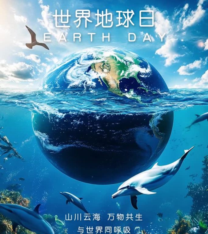 世界地球日环保绿色低碳生态保护动态海报