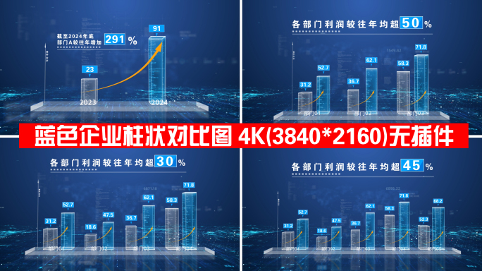 蓝色企业柱状对比图
