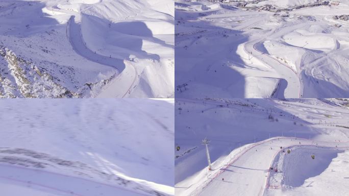新疆阿勒泰地区将军山滑雪场雪道航拍