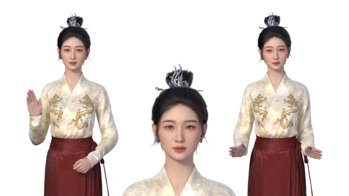 数字虚拟人讲解动画 中国风马面裙女孩女士