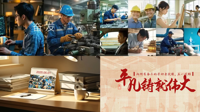 五一劳动节各行业笑脸ae模板 时间 节日