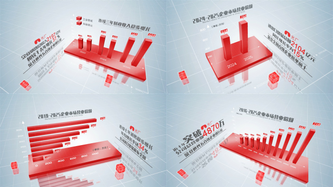 简洁红色柱状图数据图表