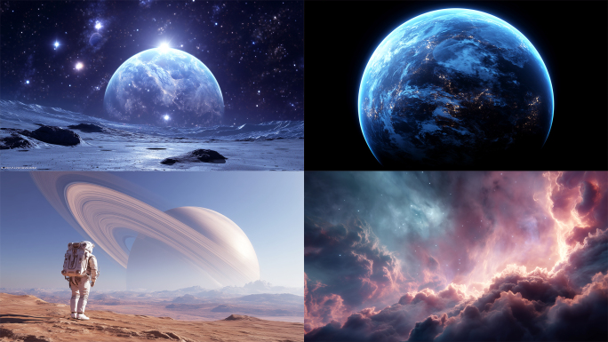 地球自转科技科幻太空宇宙星空星球星系穿梭