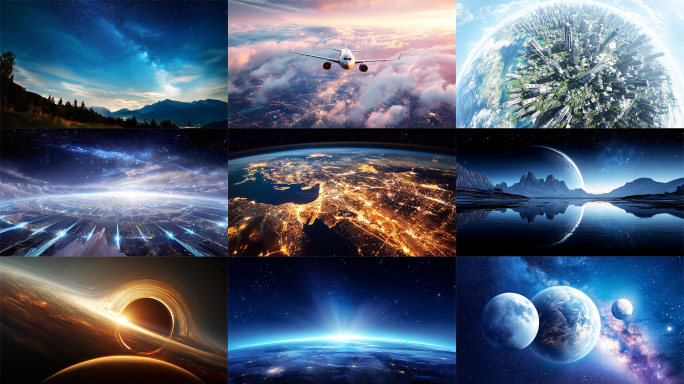 地球自转科技科幻太空宇宙星空星球星系穿梭