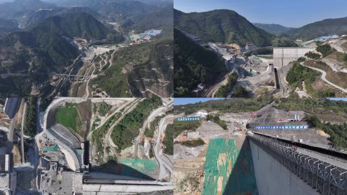 泉州白濑水利枢纽工程水电站大坝建设航拍