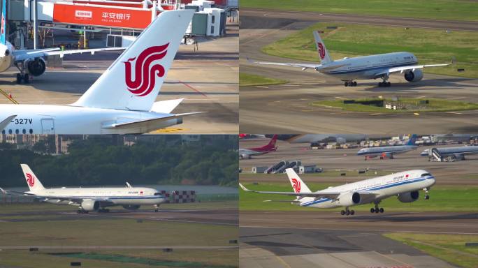 国航空客A350客机 从深圳机场起飞