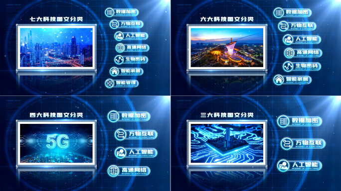 【无插件】蓝色科技分类图文展示