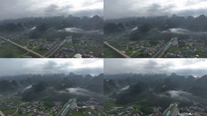 广西河池市都安县城市景观郊区自然风光空镜