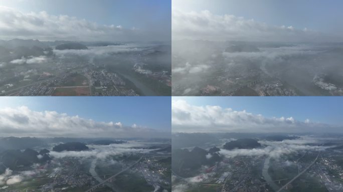 广西河池市都安县城市景观郊区自然风光空镜