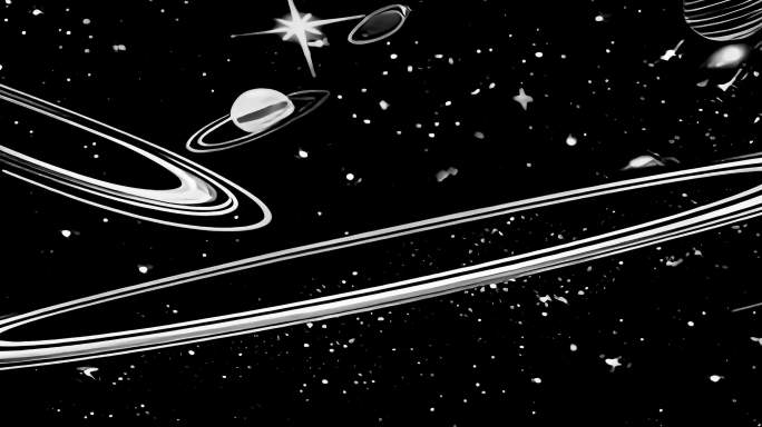 黑白手绘星空线条