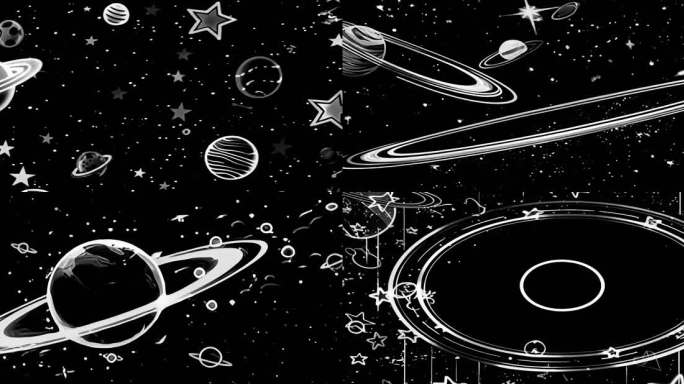黑白手绘星空线条