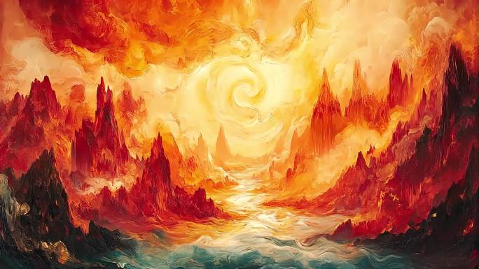 魔幻火焰山无缝循环背景