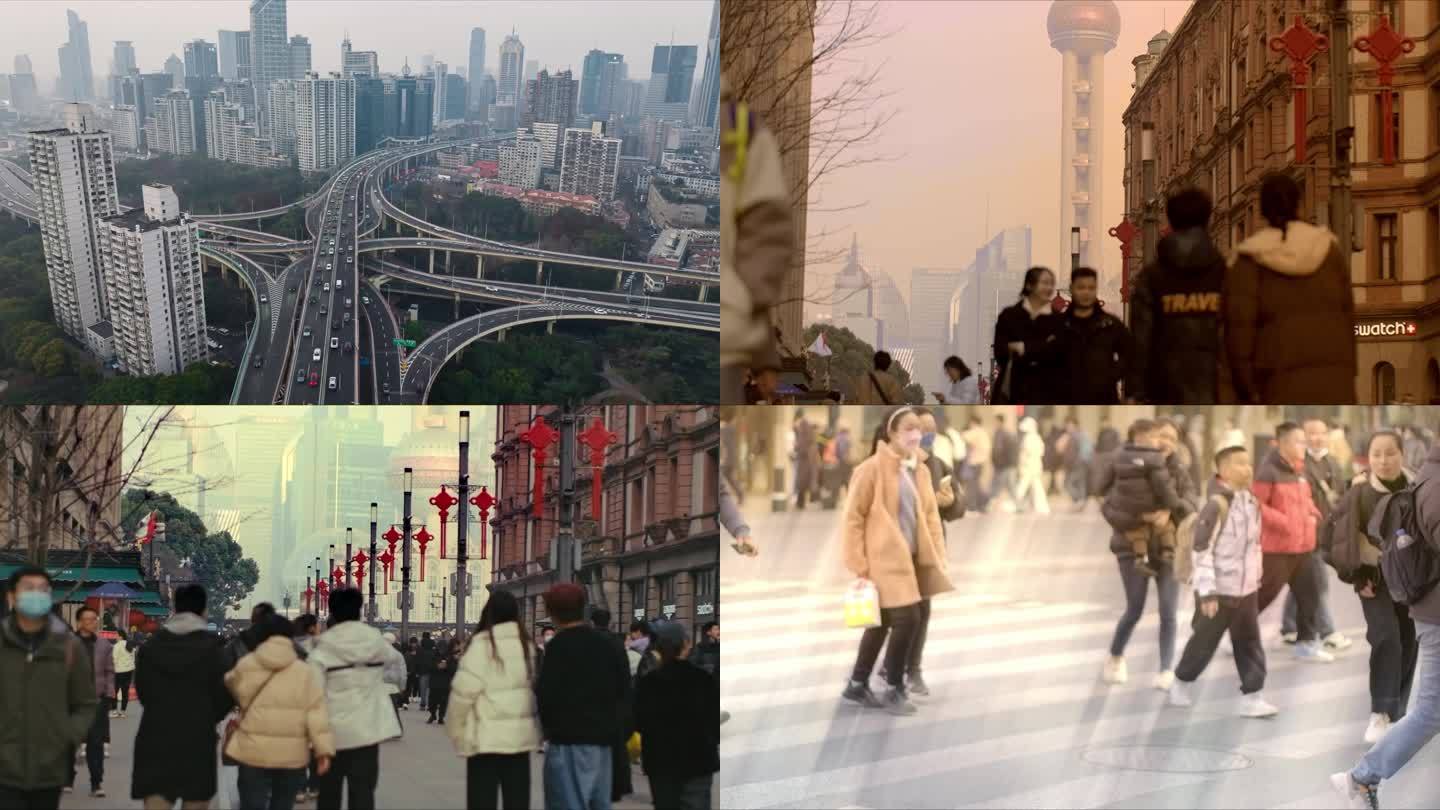 上海外滩陆家嘴东方明珠航拍