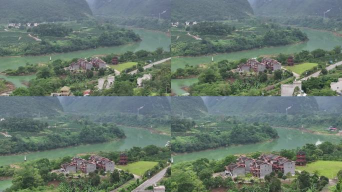 广西红水河都安三岛湾国际度假区航拍空镜