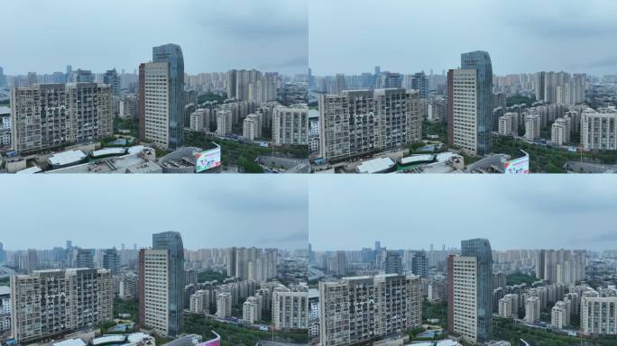 赣州航拍赣南建筑风光阴天城市大景赣州新区