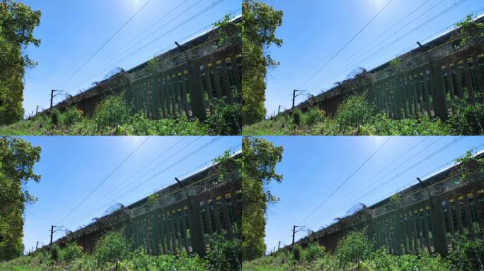 绿皮火车铁道边铁路沿线