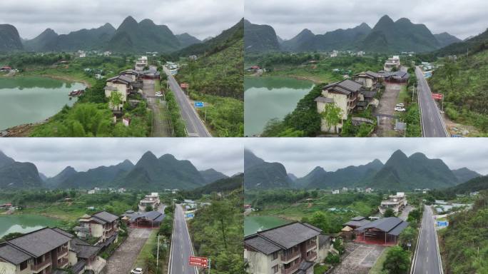 广西红水河都安三岛湾国际度假区航拍空镜