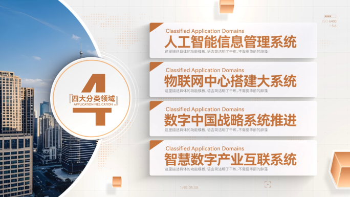 金色图文企业构架科技文字信息分类展示