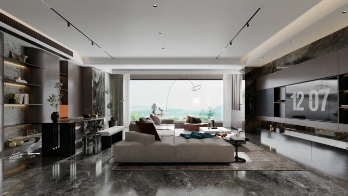 精现代意式轻奢室内样板间三维户型地产动画