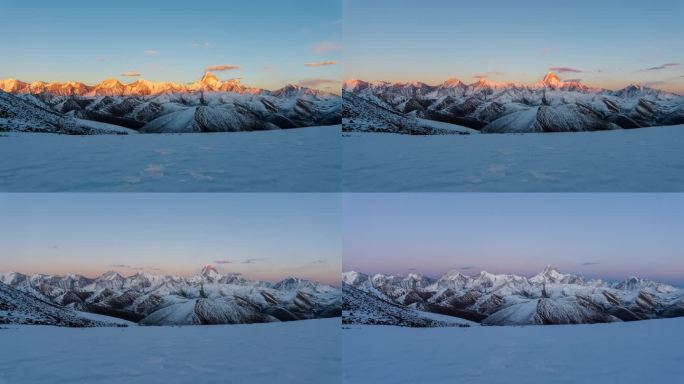 贡嘎雪山冷嘎措日照金山延时
