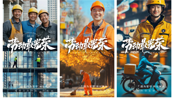 五一劳动节竖版海报模板