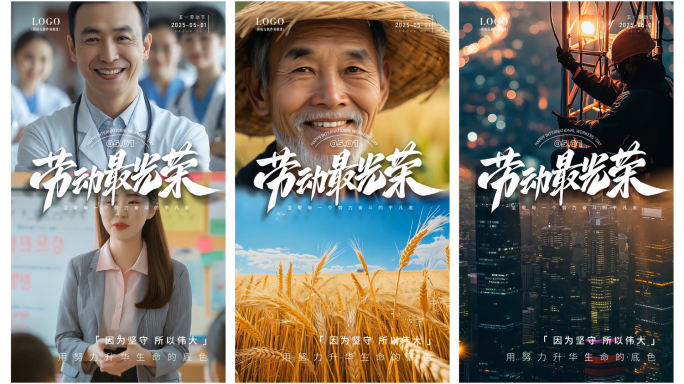 五一劳动节竖版海报模板