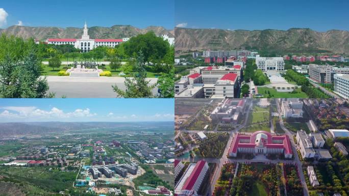 4K航拍兰州大学榆中校区教学楼女学生