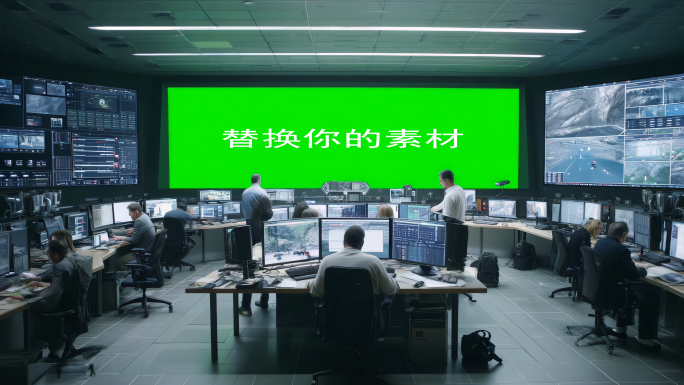 4K科技监控数据任务中心绿屏绿幕抠像合成