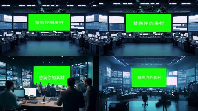 4K科技监控数据任务中心绿屏绿幕抠像合成