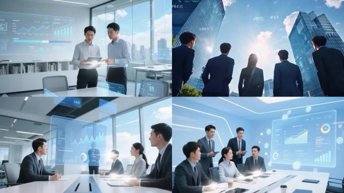 高端商务科技办公商务智慧办公开会会议工作