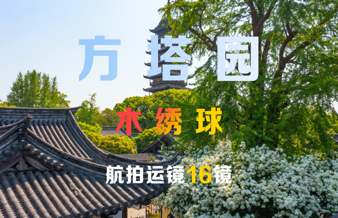 常熟方塔园木绣球航拍16镜组合