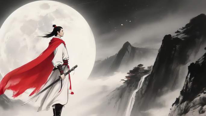 水墨江湖侠客水墨武侠片头铁血丹心水墨武侠
