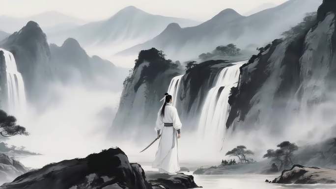 【精品】仅用中国风水墨武侠侠客剑士