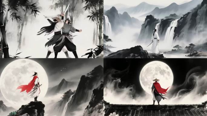 【精品】仅用中国风水墨武侠侠客剑士