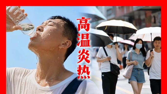 高温天气炎热夏天酷暑城市升温热太阳直射