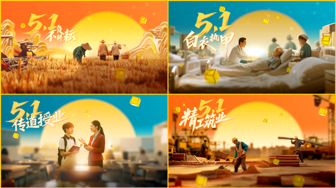 五一劳动节片头字幕标题文字